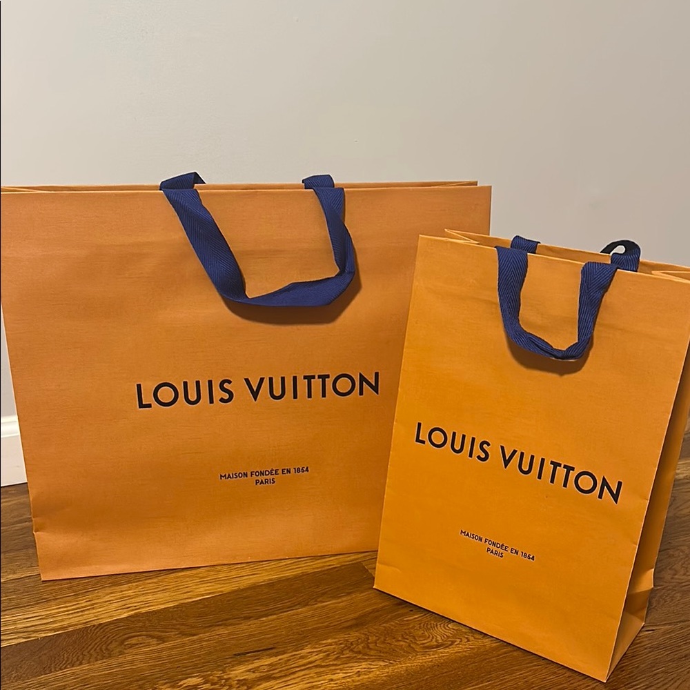 Louis Vuitton Orange Shopping Bags - one large one small